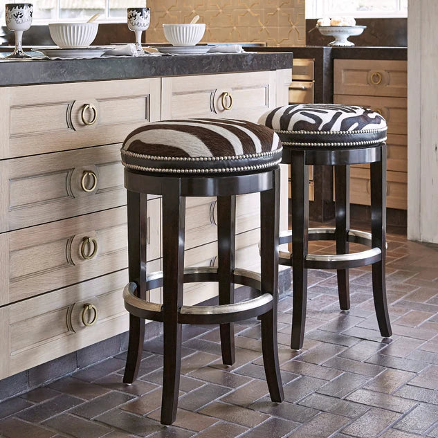 Ambella Home Collection - Zebrano Swivel Counter Stool - Backless - Furniture Life