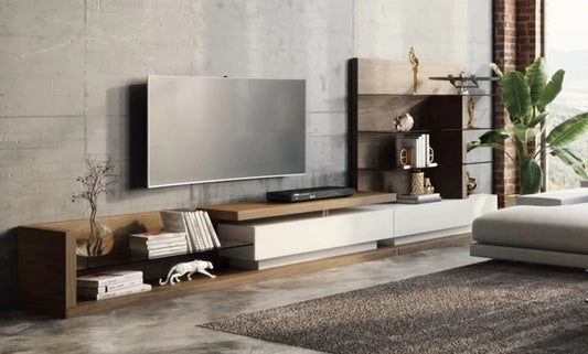 Vig Furniture - Modrest Jefferson Modern Walnut and White High Gloss TV Unit - Furniture Life
