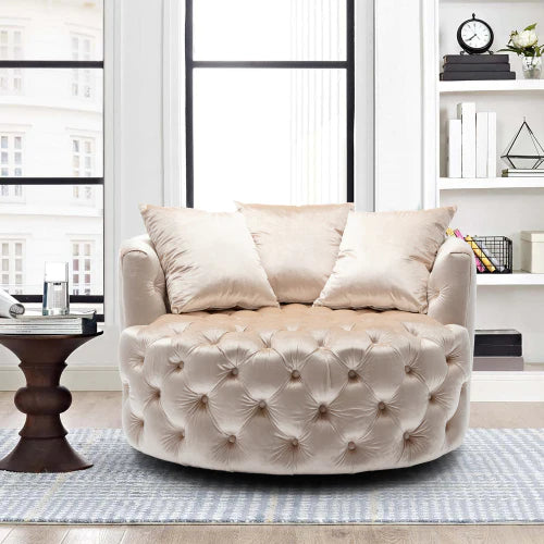 GFD Home - Modern Akili swivel accent chair  - Modern leisure chair Beige - Furniture Life