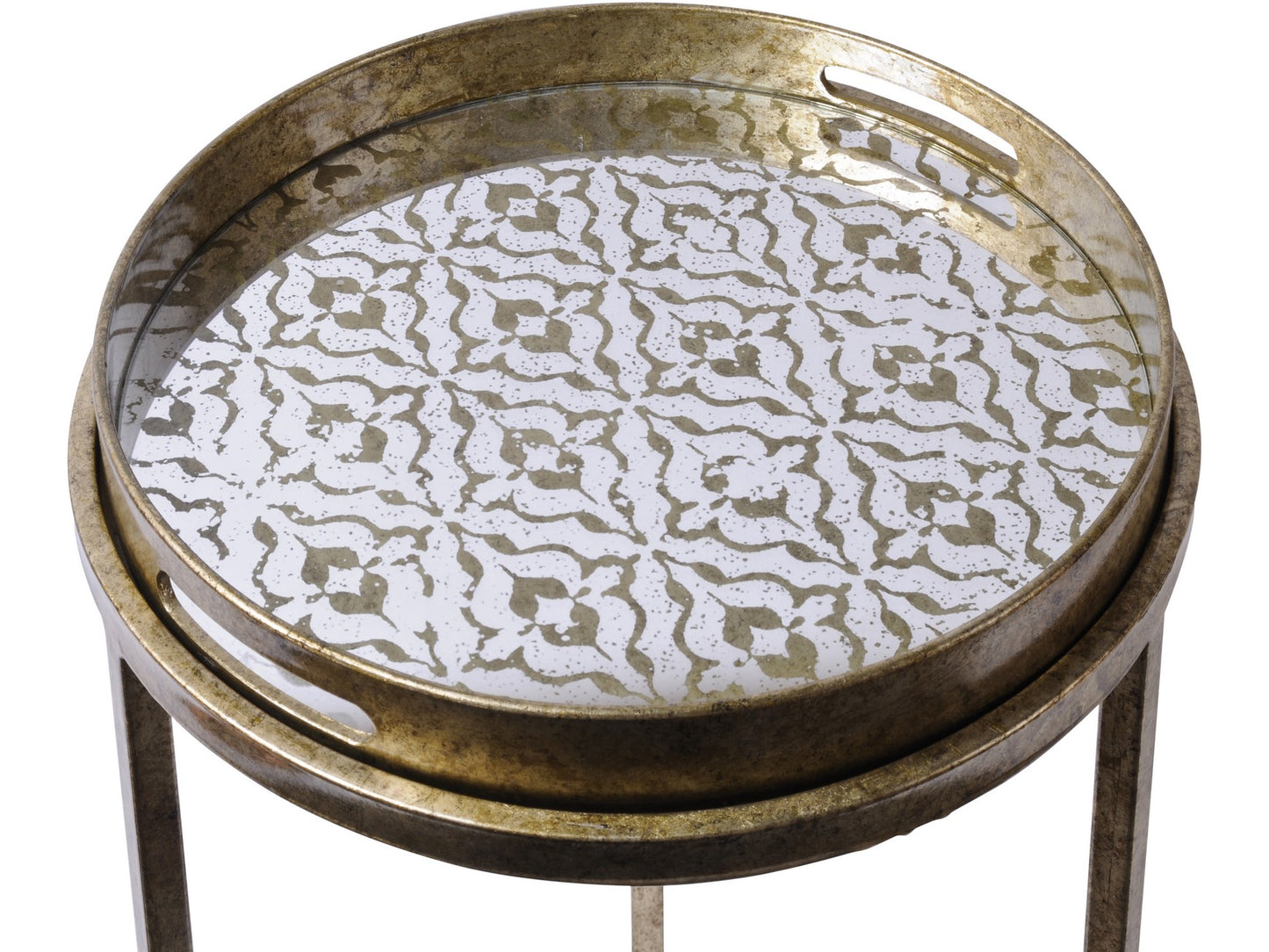 Vienna Antique Gold Diamond Accent Tables - Set of 2