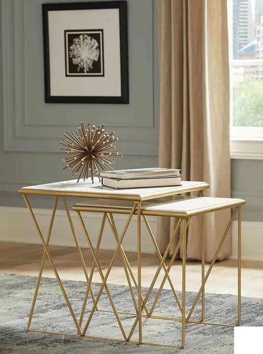 Coaster Furniture - White Marble Nesting Table - Furniture Life