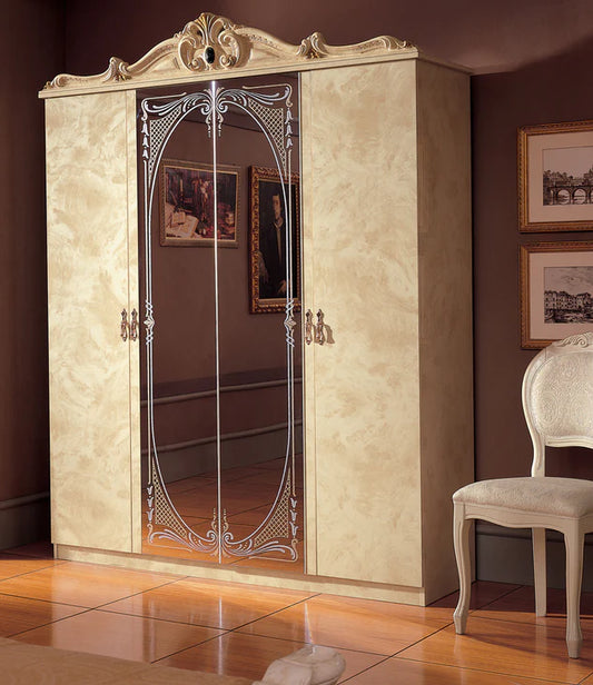 ESF Furniture - Barocco 4 Door Wardrobe in Ivory - Furniture Life