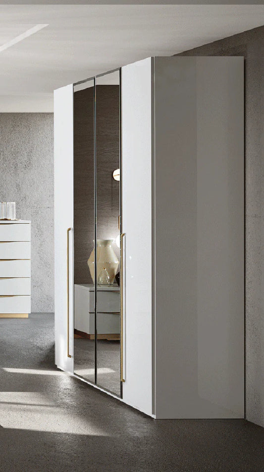 ESF Furniture - Kharma 4 Door Wardrobe in White Glossy - Furniture Life