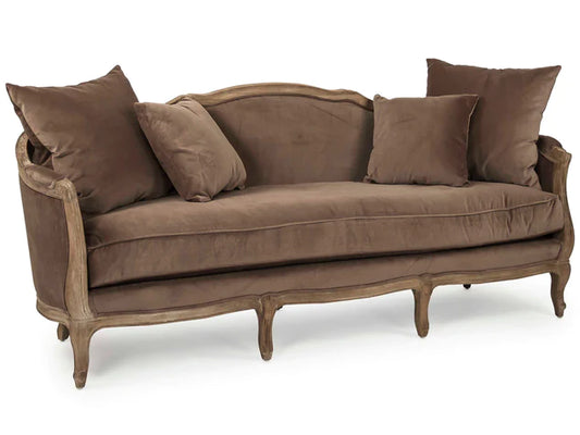 Zentique - Maison Brown Velvet Sofa Couch - Furniture Life
