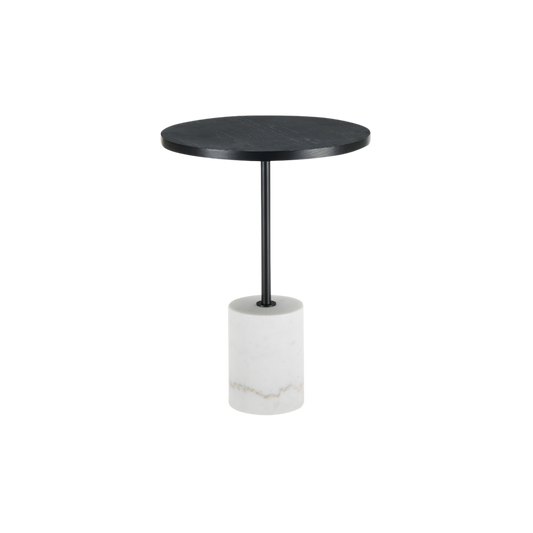 Basil Lamp Table-Black & White Marble