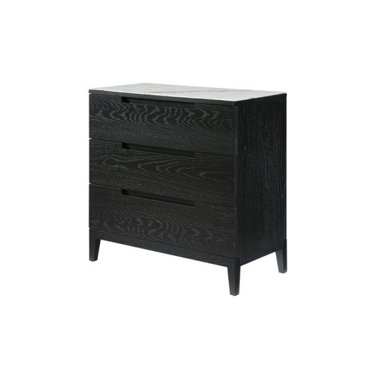 Orchid Marble 3 Drawer Chest-Wenge (Black Stained Oak)