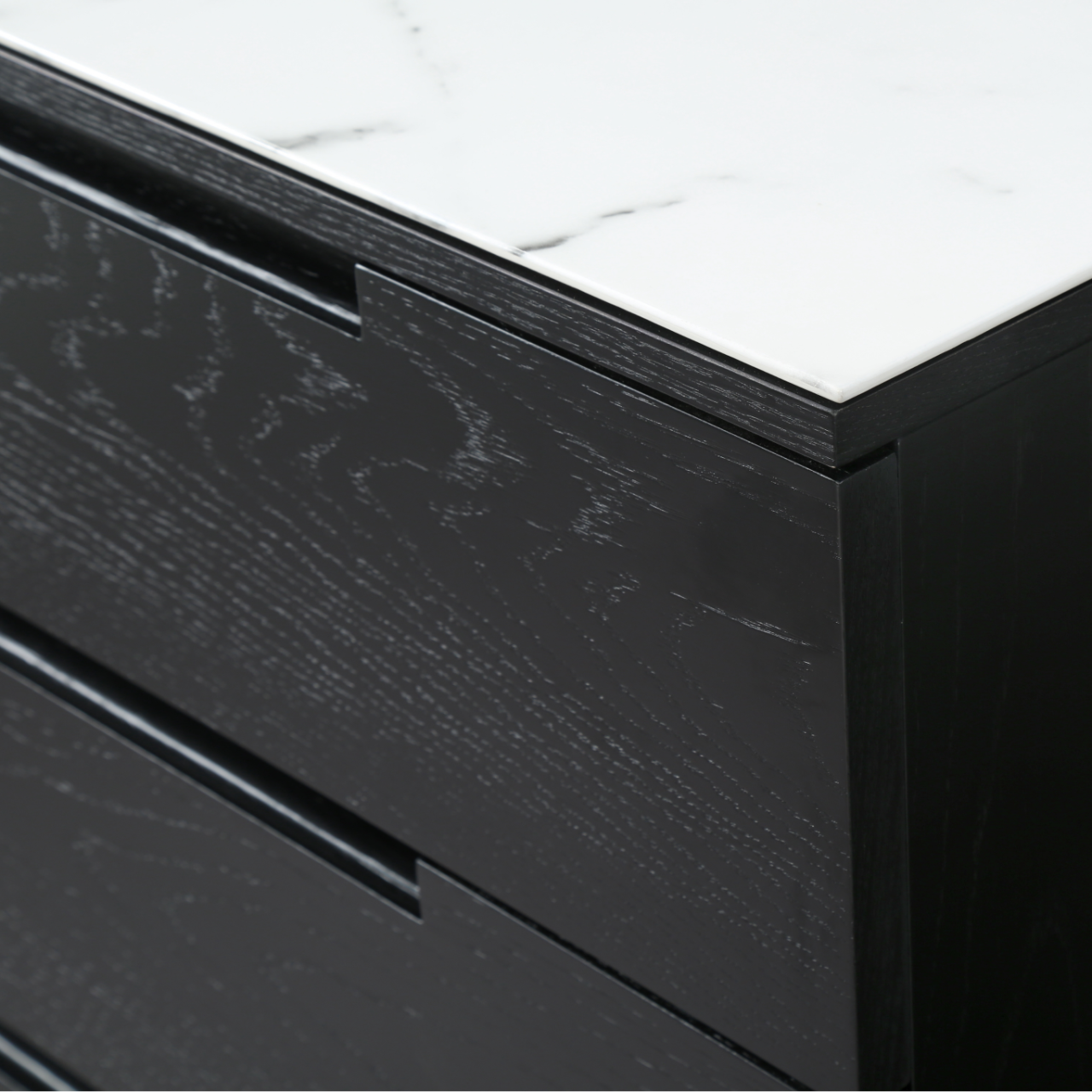 Orchid Marble 3 Drawer Chest-Wenge (Black Stained Oak)