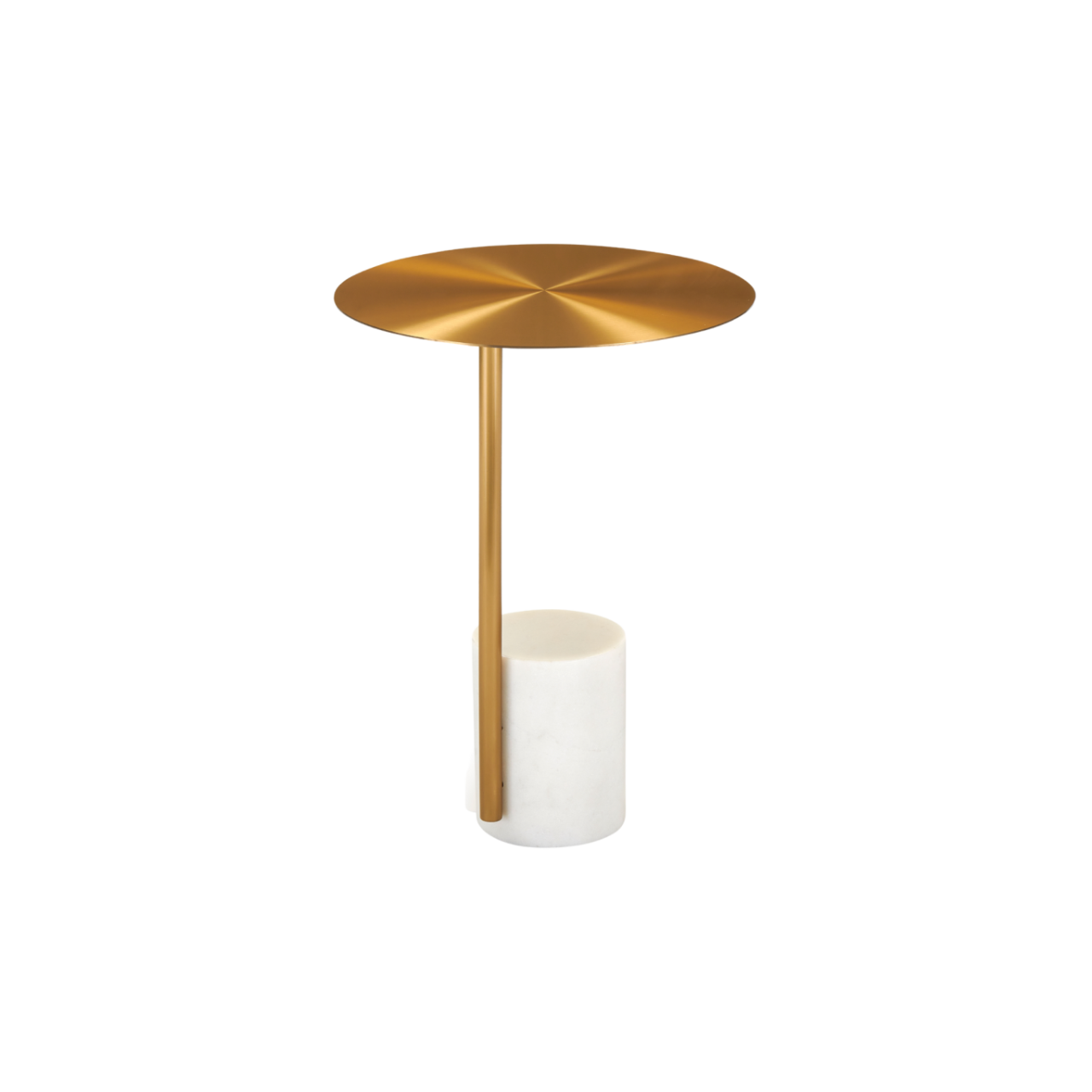 Violet Lamp Table-Gold & White Marble