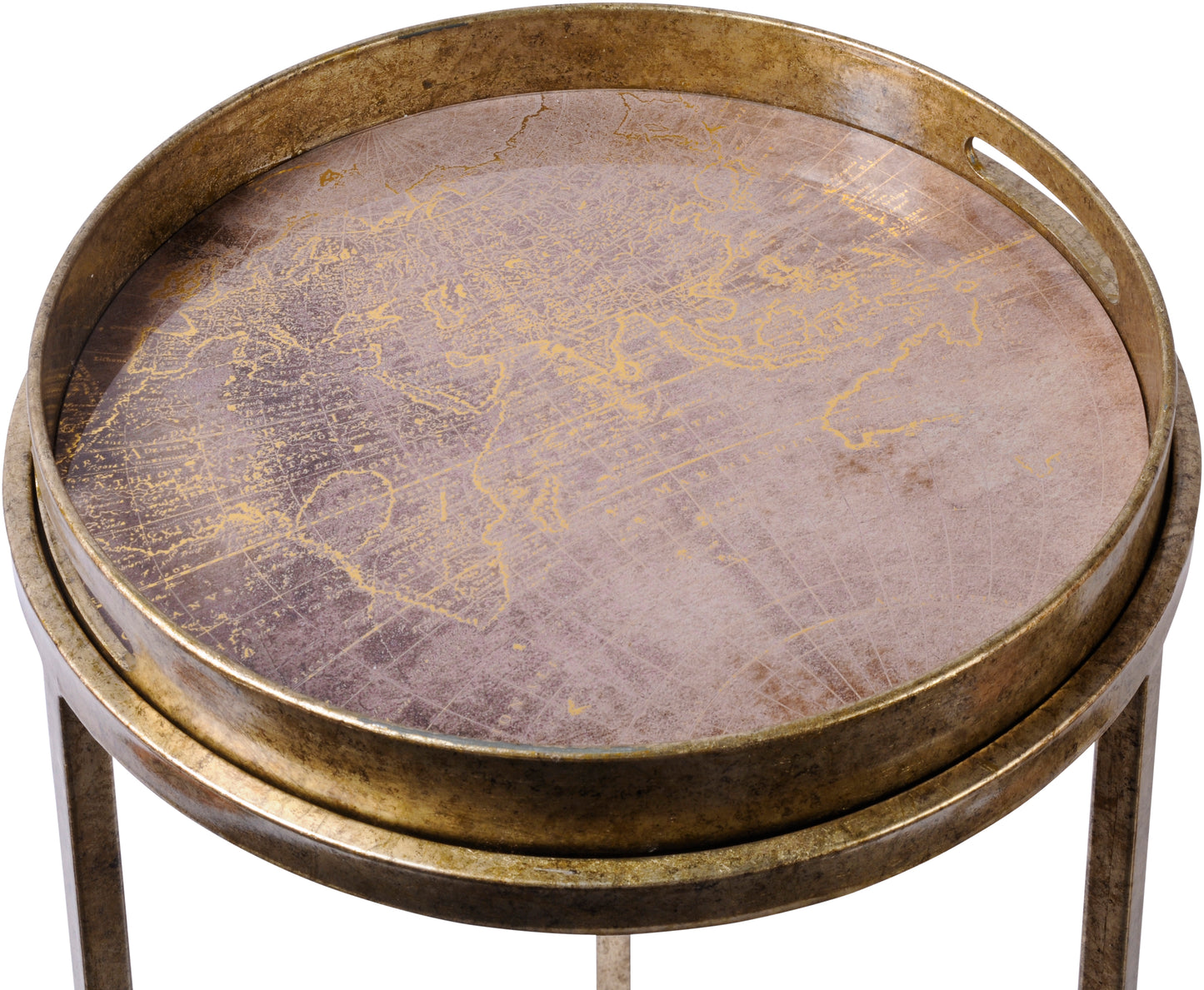 Vienna Antique Gold Atlas Side Tables - Set of 2