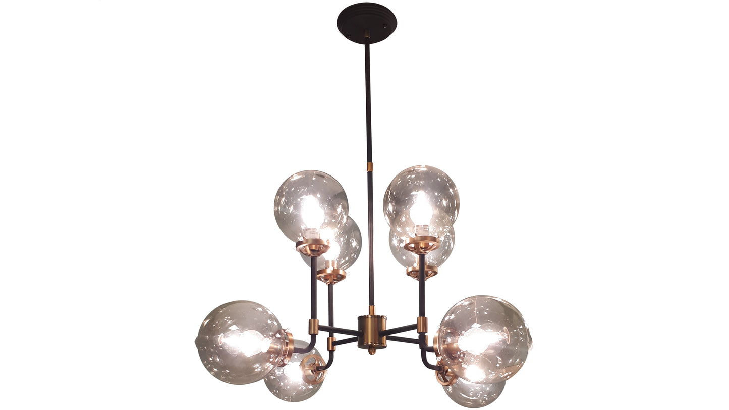 Mercer Black and Brass Glass Bubble Chandelier