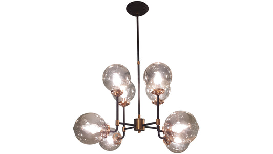 Mercer Black and Brass Glass Bubble Chandelier