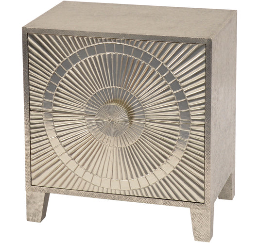 Luna Silver Embossed 2-Drawer Bedside Table