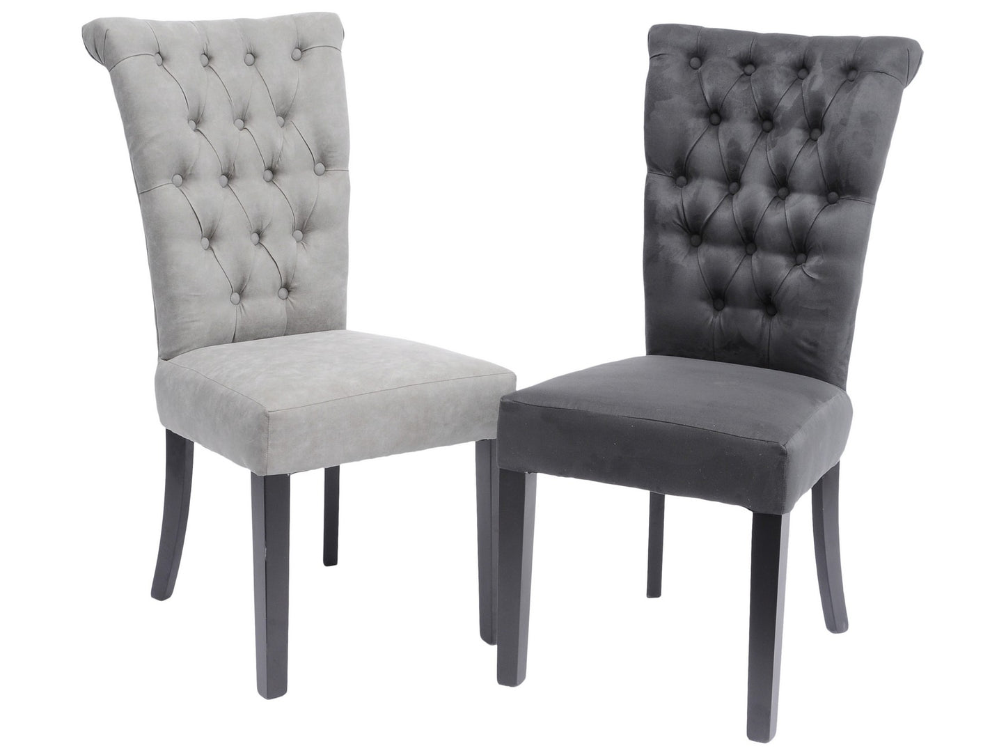 Midnight Grey Button-Tufted Dining Chair