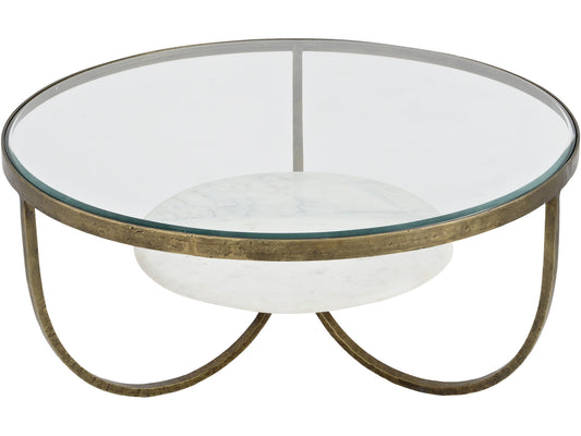 Nolita White Marble and Antique Gold Iron Coffee Table