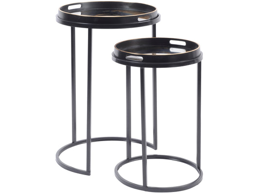 Gold and Black Swirl Side Tables - Set of 2