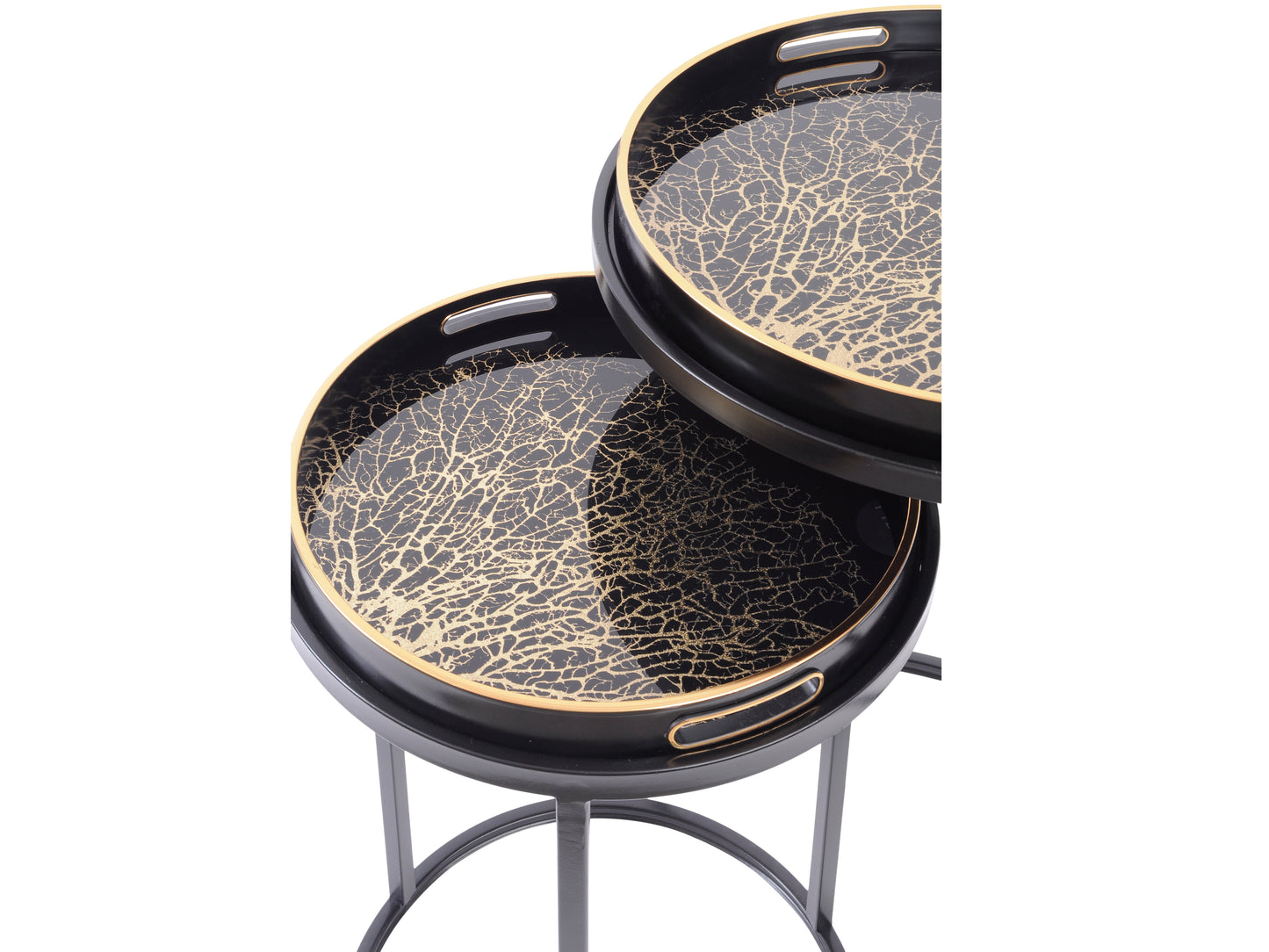 Coral Black Iron Side Tray Tables - Set of 2