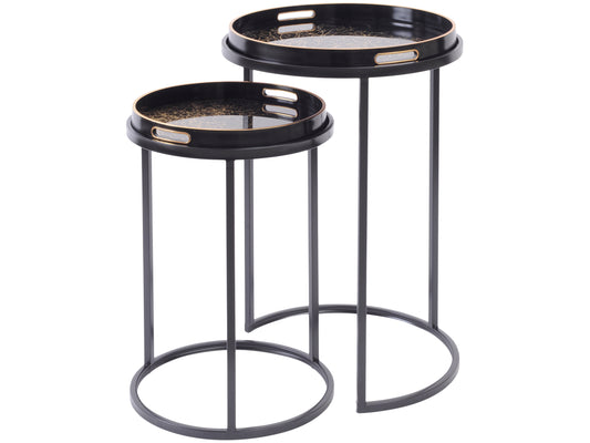 Coral Black Iron Side Tray Tables - Set of 2