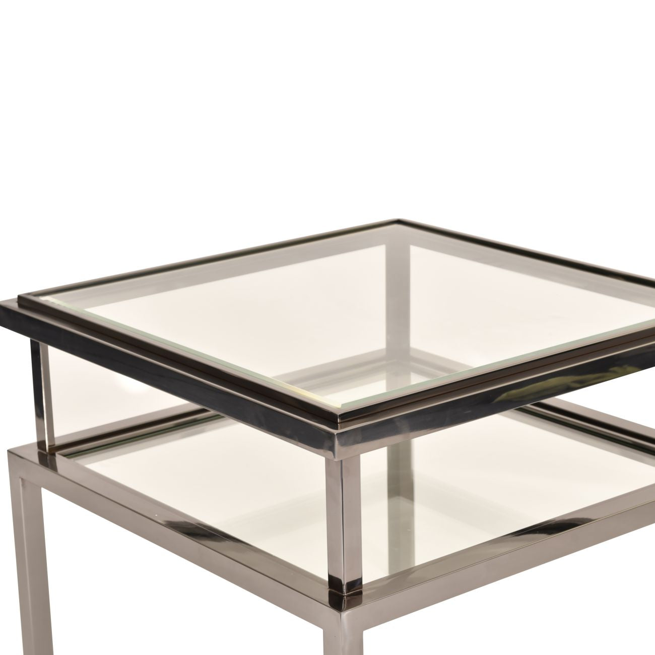 Kensington Stainless Steel and Glass Square Side Table