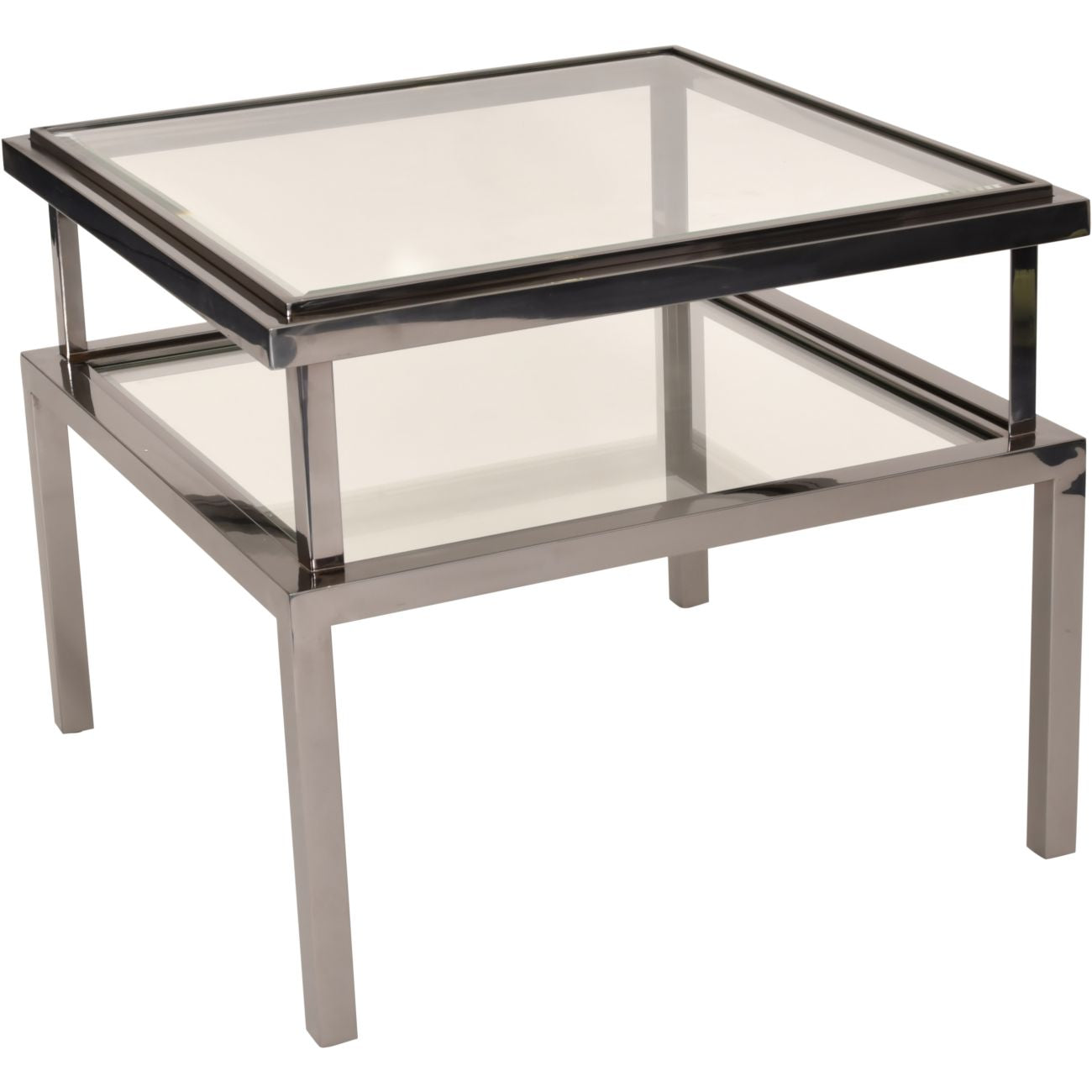 Kensington Stainless Steel and Glass Square Side Table