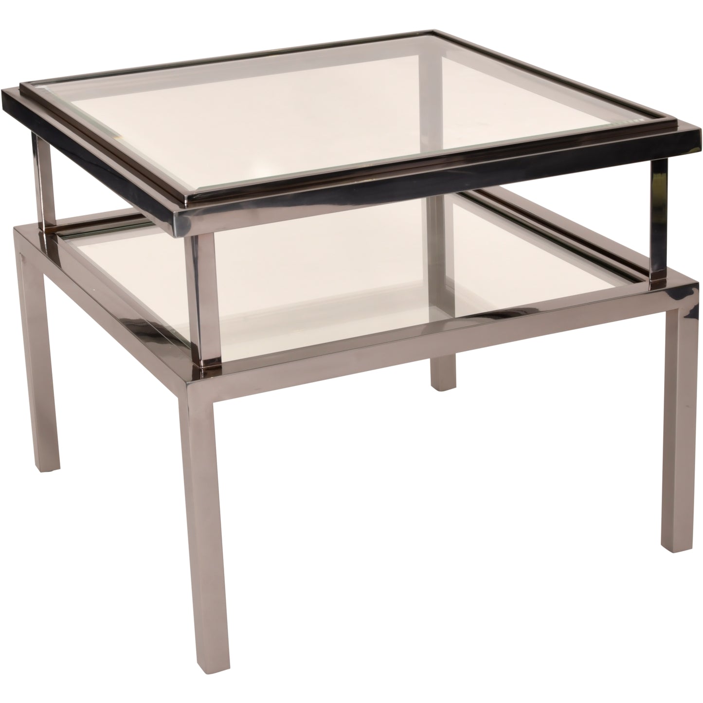 Kensington Stainless Steel and Glass Square Side Table