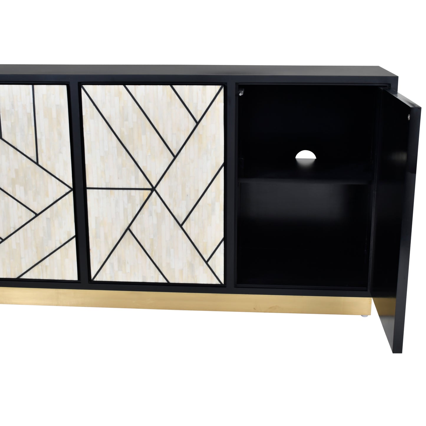 Elegant 3-Door Bone Inlay Cabinet