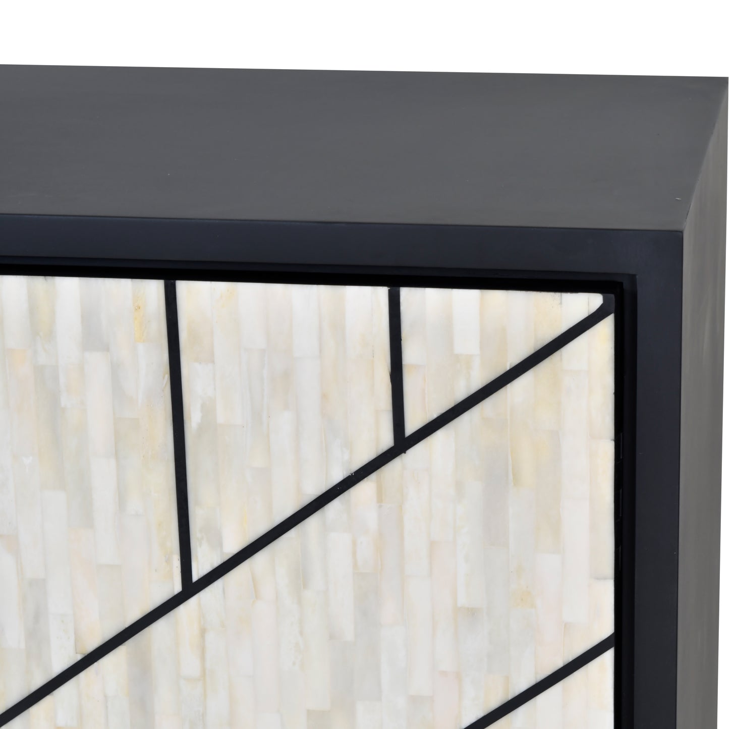 Elegant 3-Door Bone Inlay Cabinet