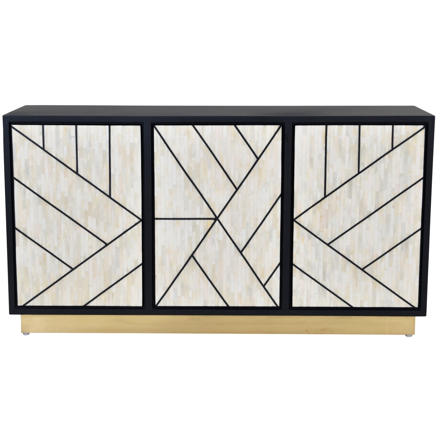 Elegant 3-Door Bone Inlay Cabinet