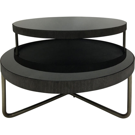 Westminster Round Coffee Table with Black Tinted Glass