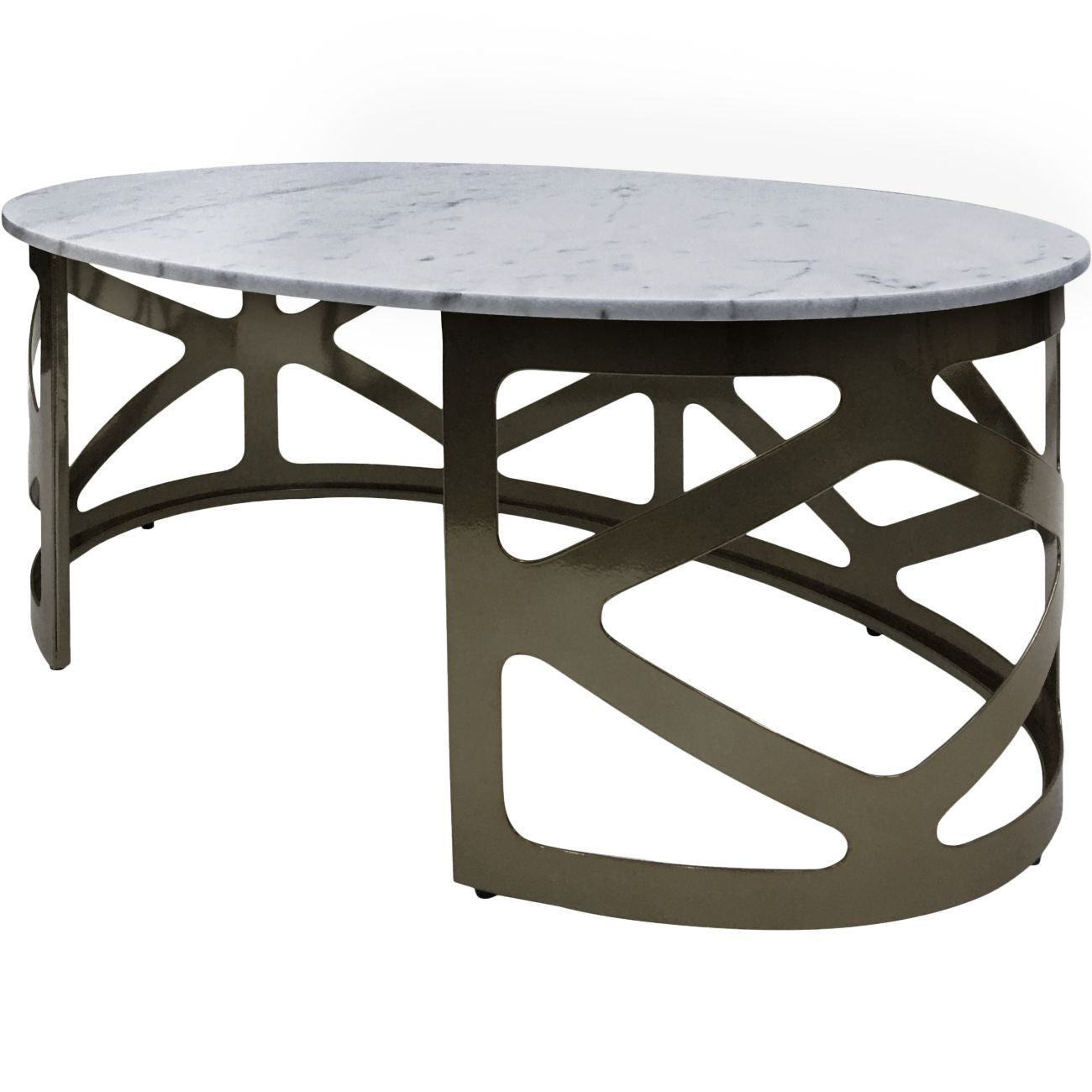 Cityscape Coffee Table with Grey Marble and Metallic Black Nickel Finish