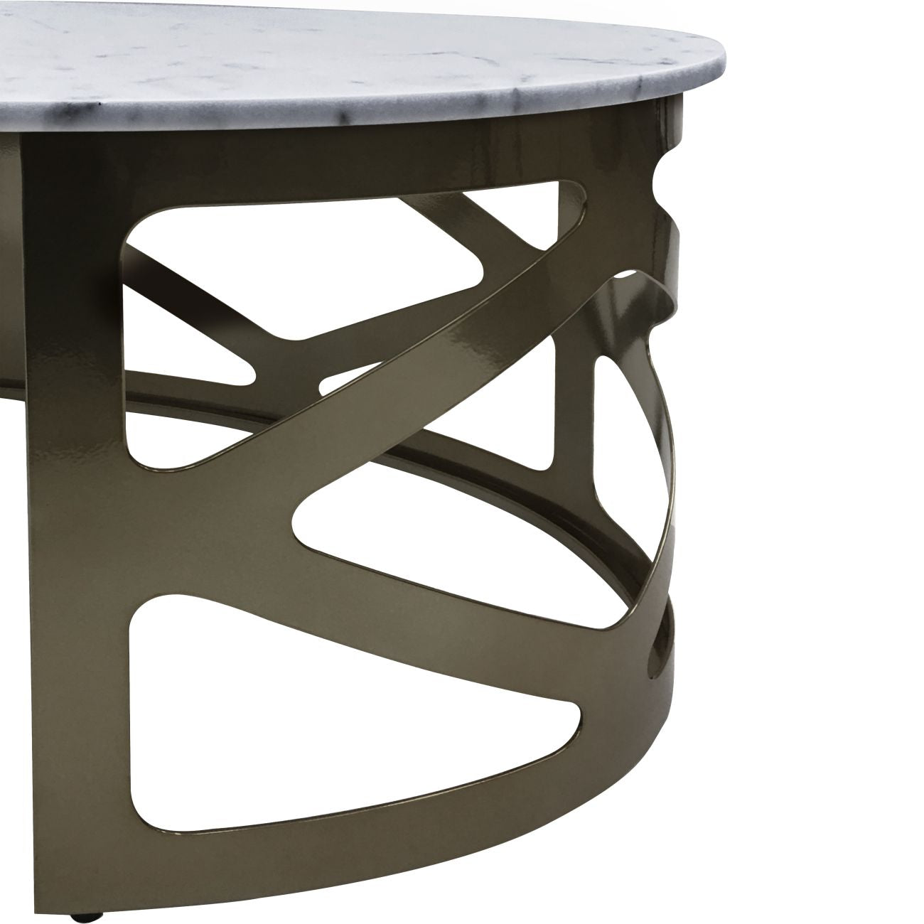 Cityscape Coffee Table with Grey Marble and Metallic Black Nickel Finish