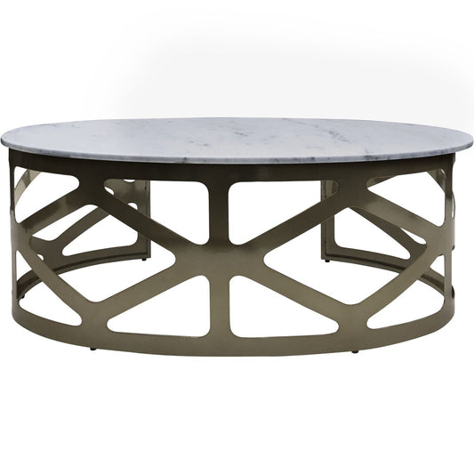 Cityscape Coffee Table with Grey Marble and Metallic Black Nickel Finish