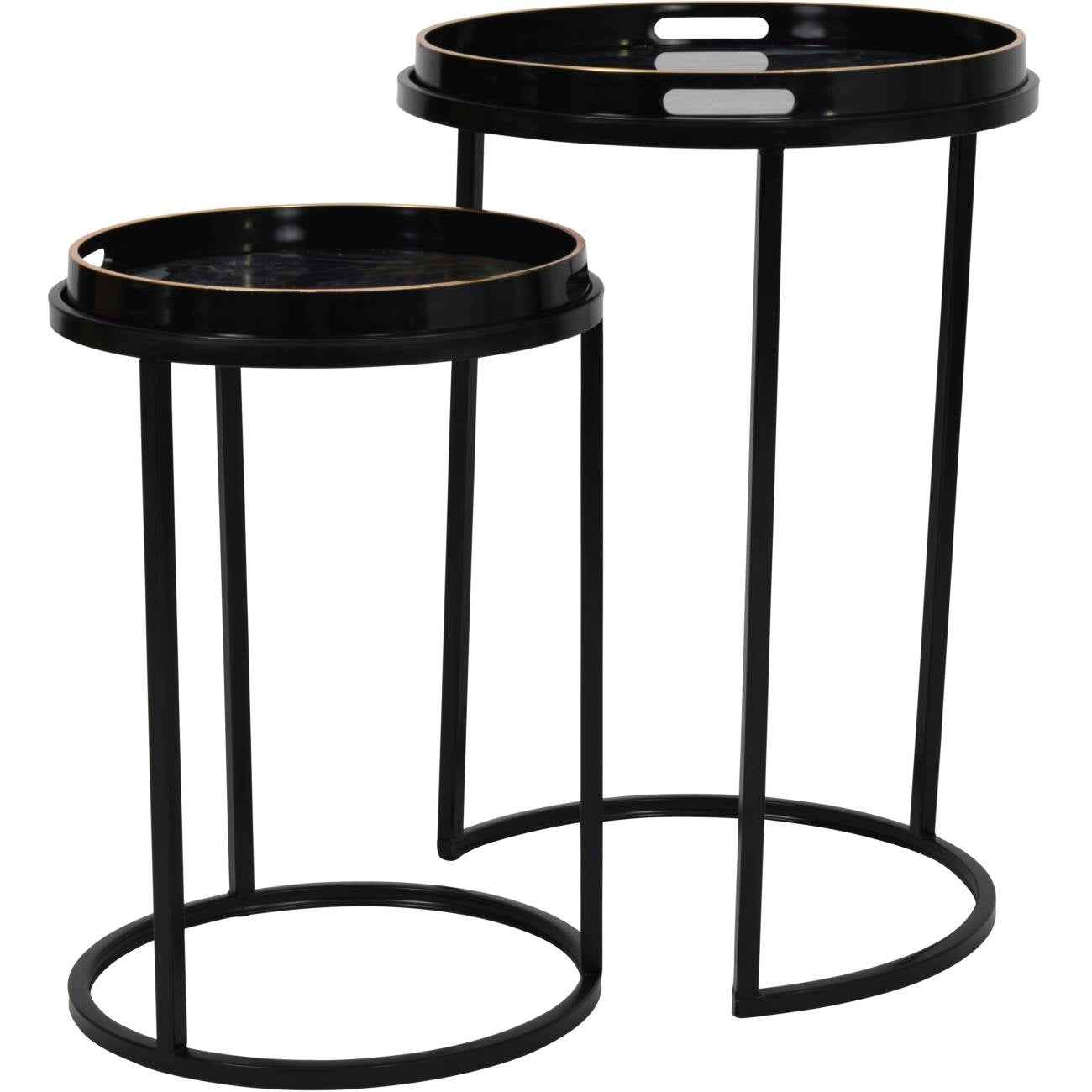 Vesuvius Black and Gold Metal Side Tables - Set of 2