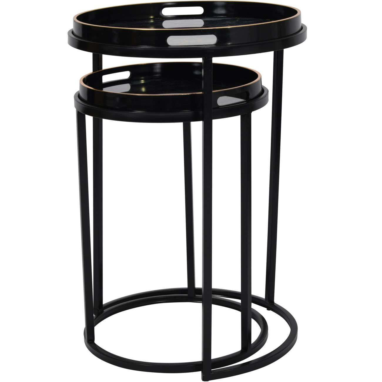 Vesuvius Black and Gold Metal Side Tables - Set of 2