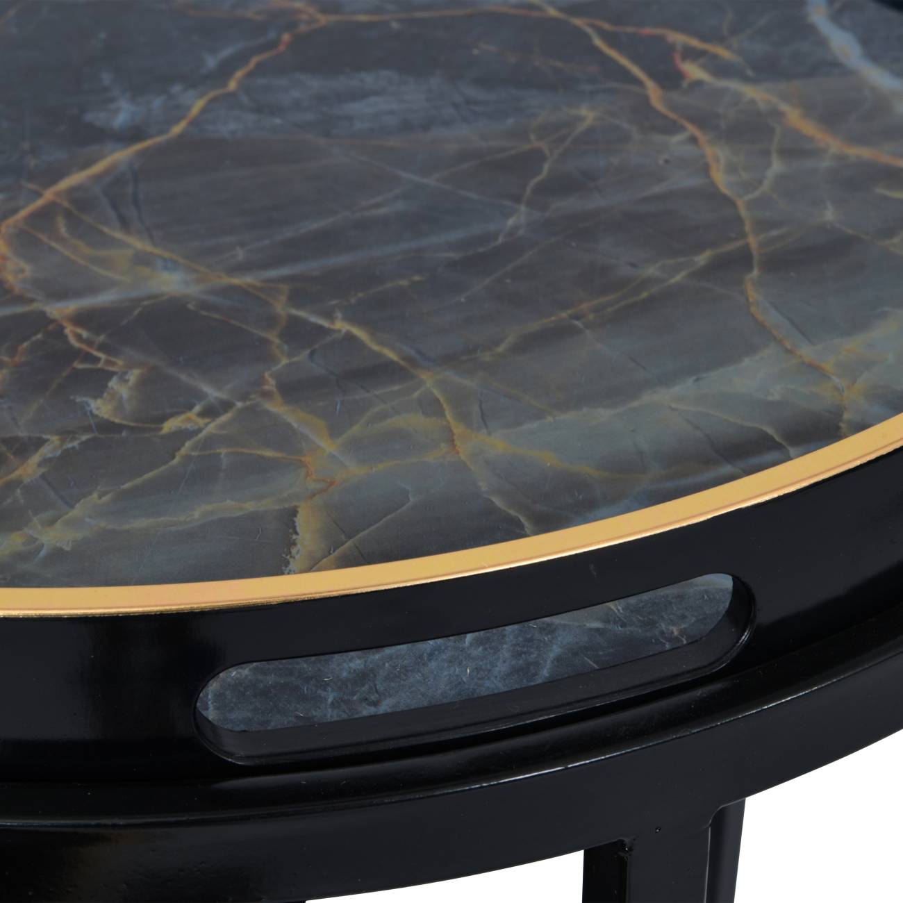 Vesuvius Black and Gold Metal Side Tables - Set of 2