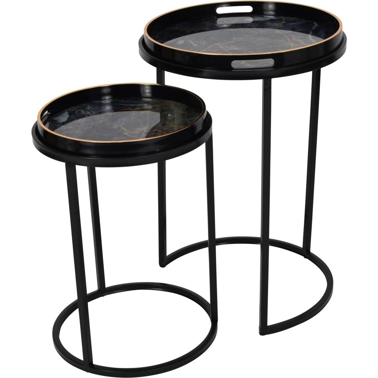 Vesuvius Black and Gold Metal Side Tables - Set of 2