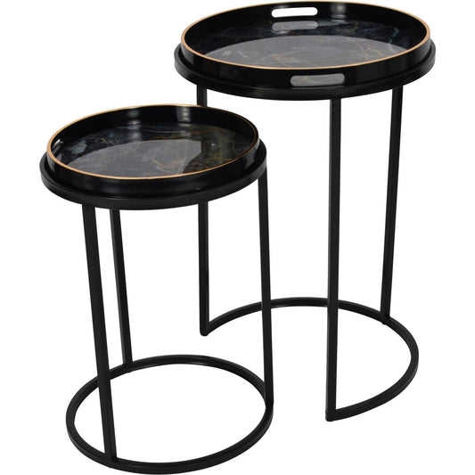 Vesuvius Black and Gold Metal Side Tables - Set of 2