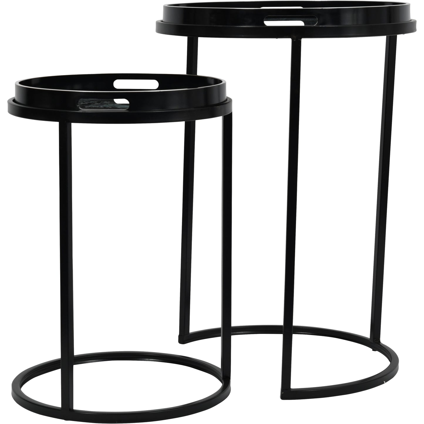 Monochrome Swirl Glass Side Tables - Set of 2