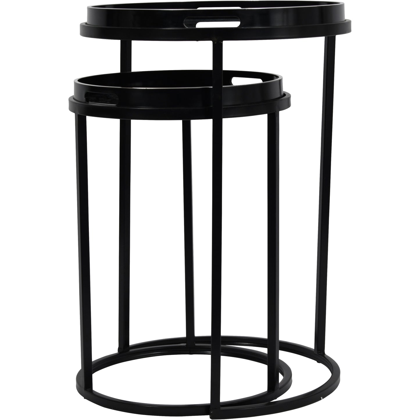 Monochrome Swirl Glass Side Tables - Set of 2