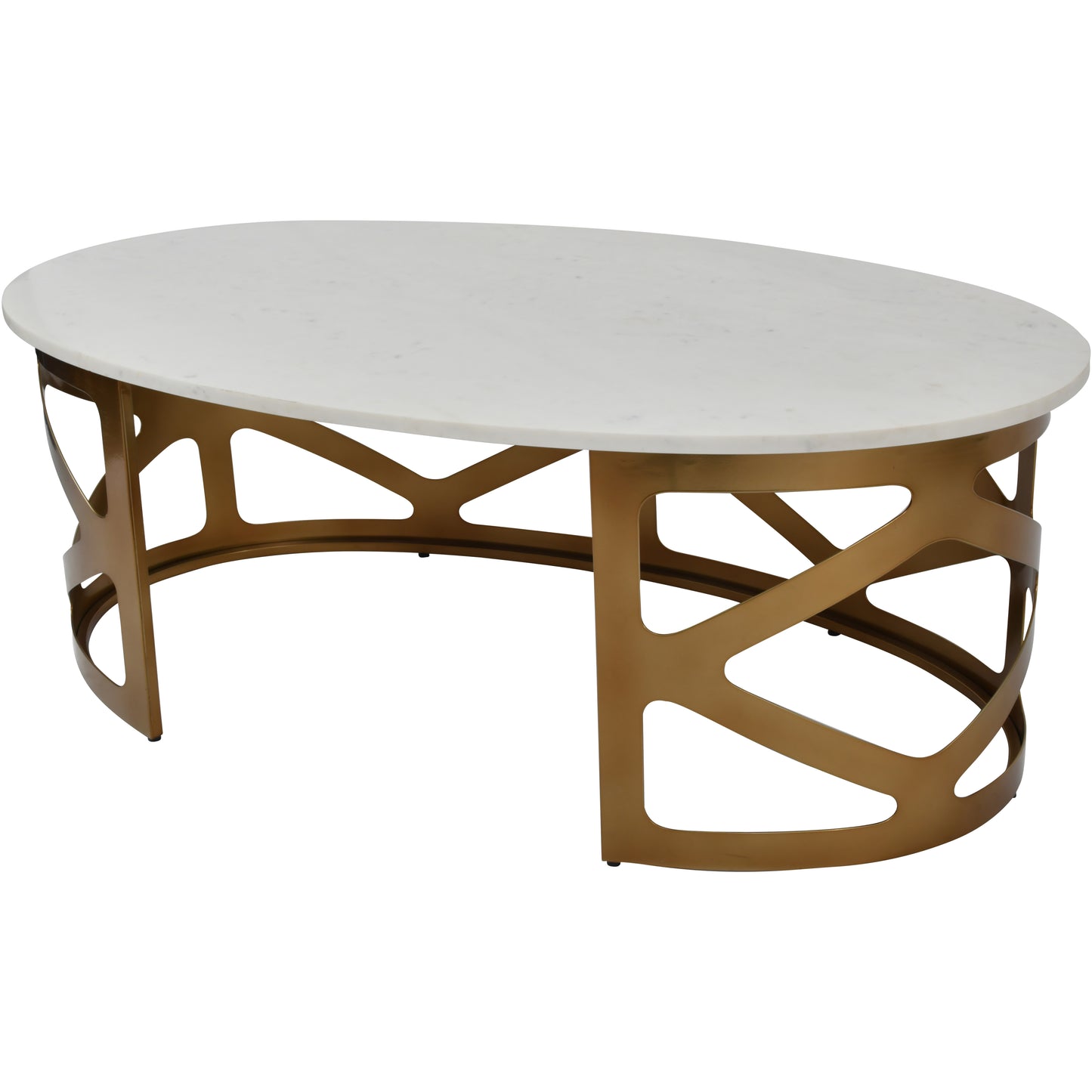 Urban Elegance Coffee Table with Off-White Marble and Satin Bronze Finish