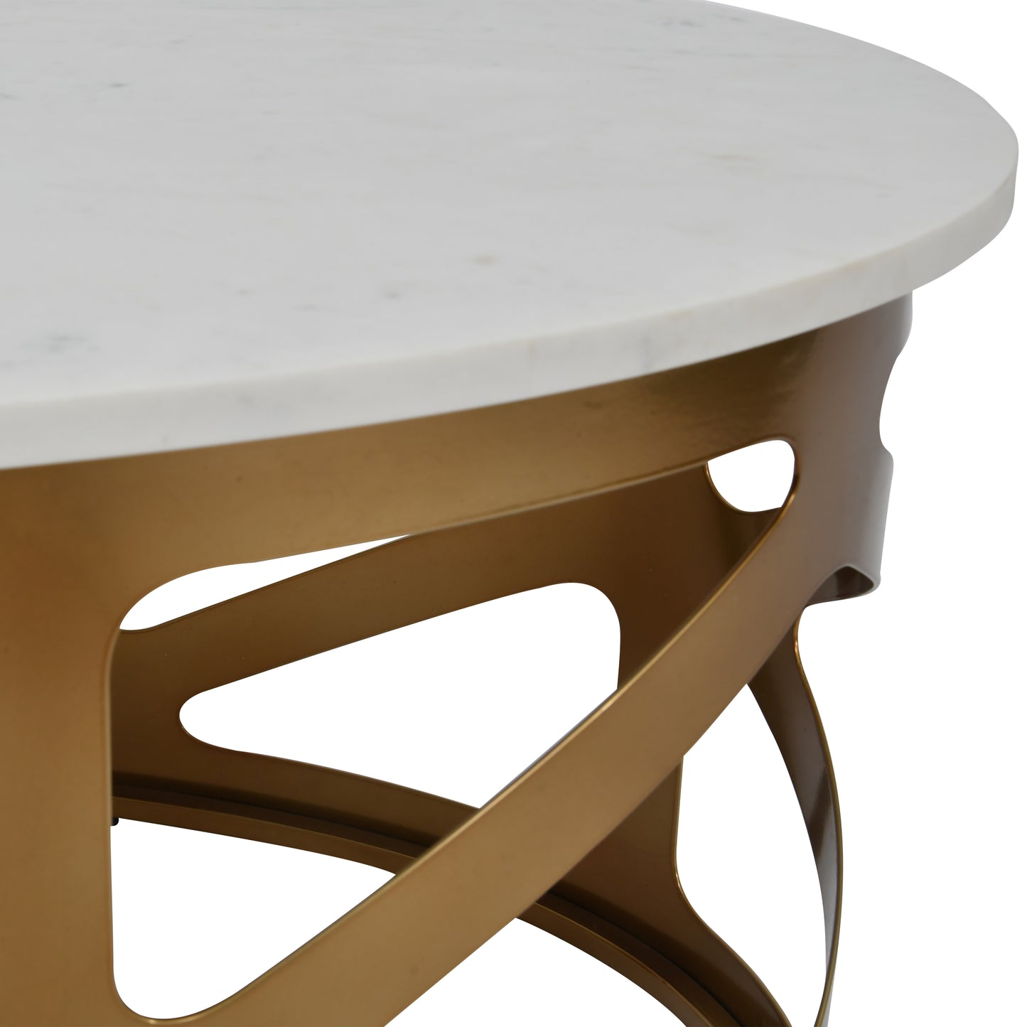 Urban Elegance Coffee Table with Off-White Marble and Satin Bronze Finish