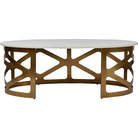 Urban Elegance Coffee Table with Off-White Marble and Satin Bronze Finish