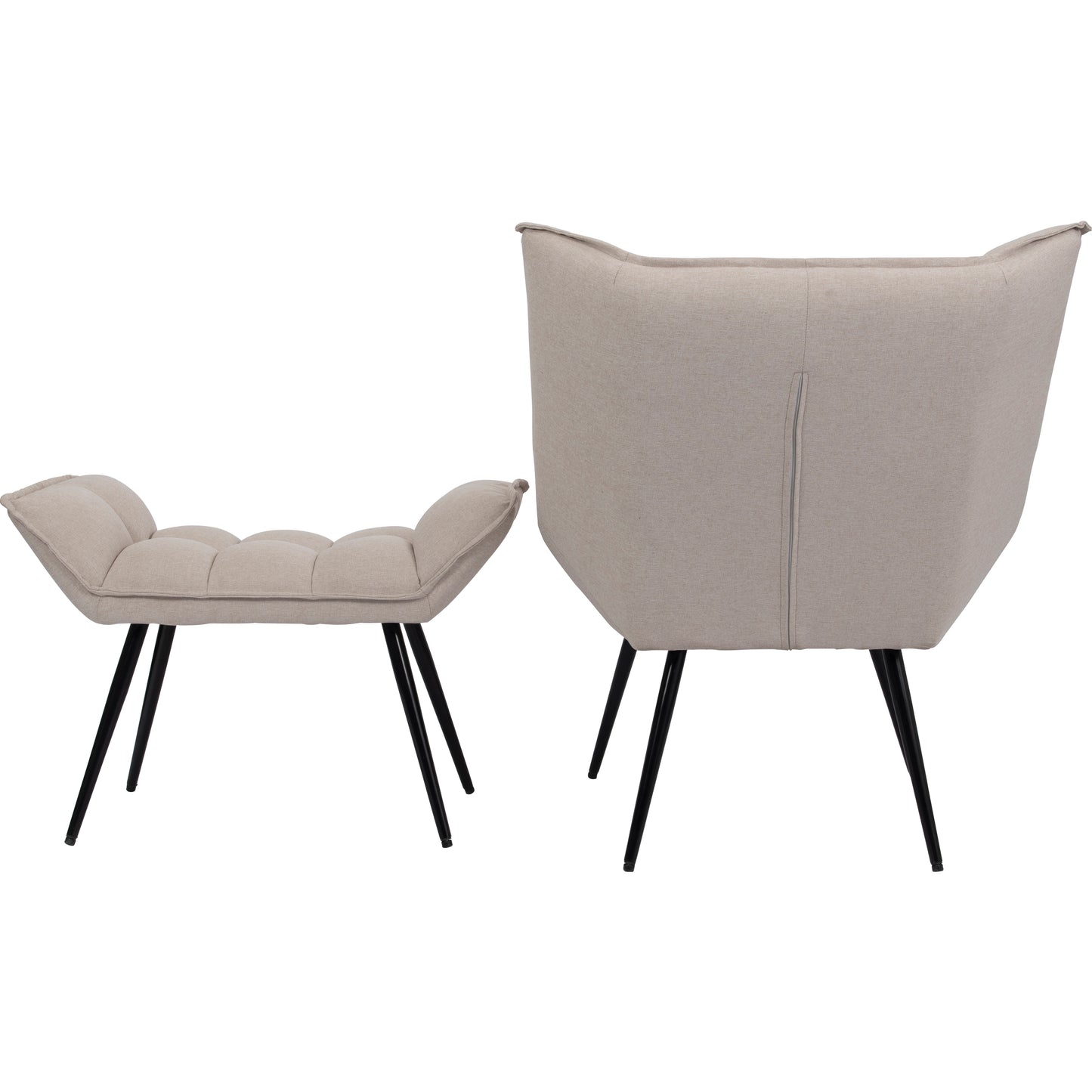 Chrishall Oatmeal Fabric Chair with Footstool