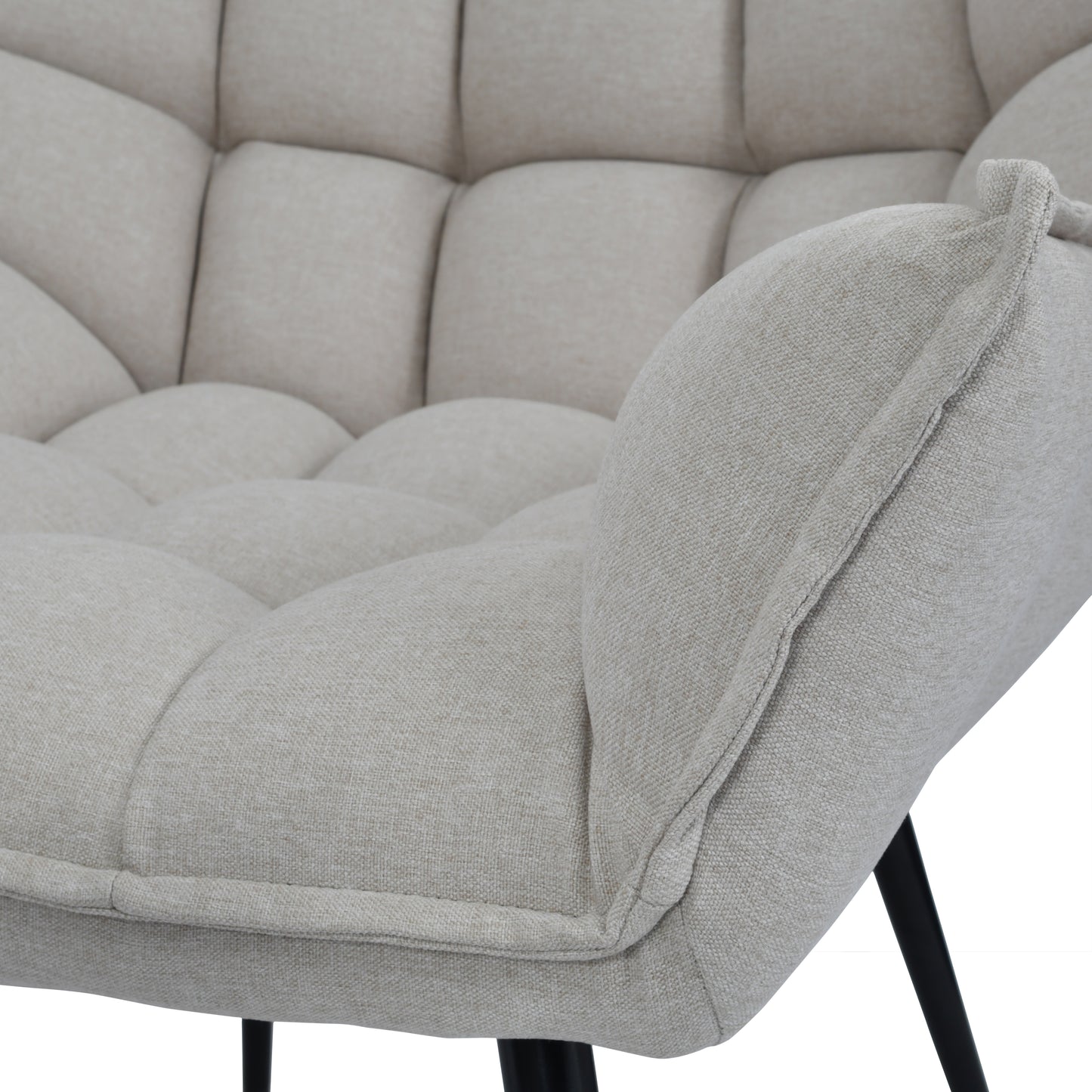 Chrishall Oatmeal Fabric Chair with Footstool