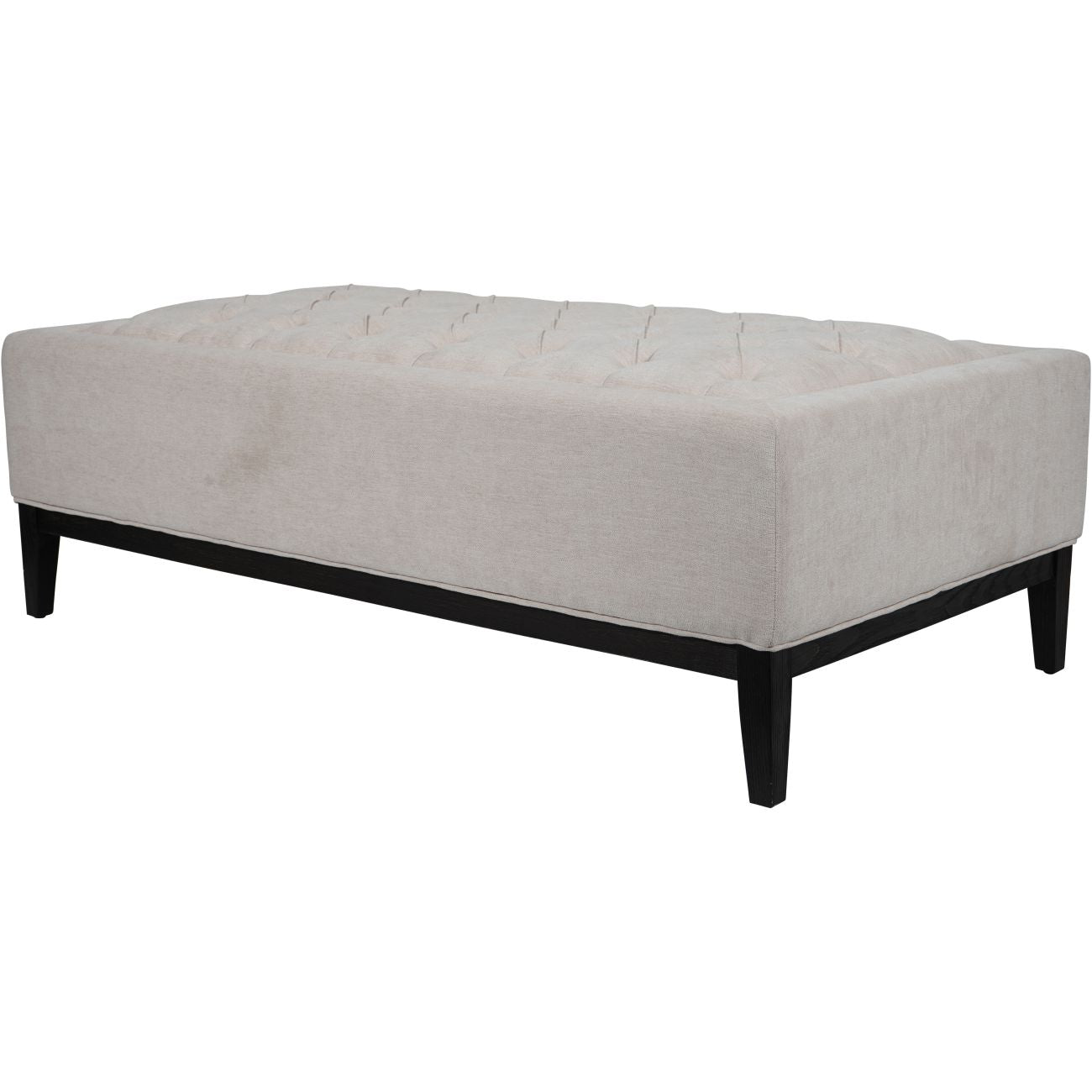 Kensington Buttoned XL Ottoman in Ivory Fabric