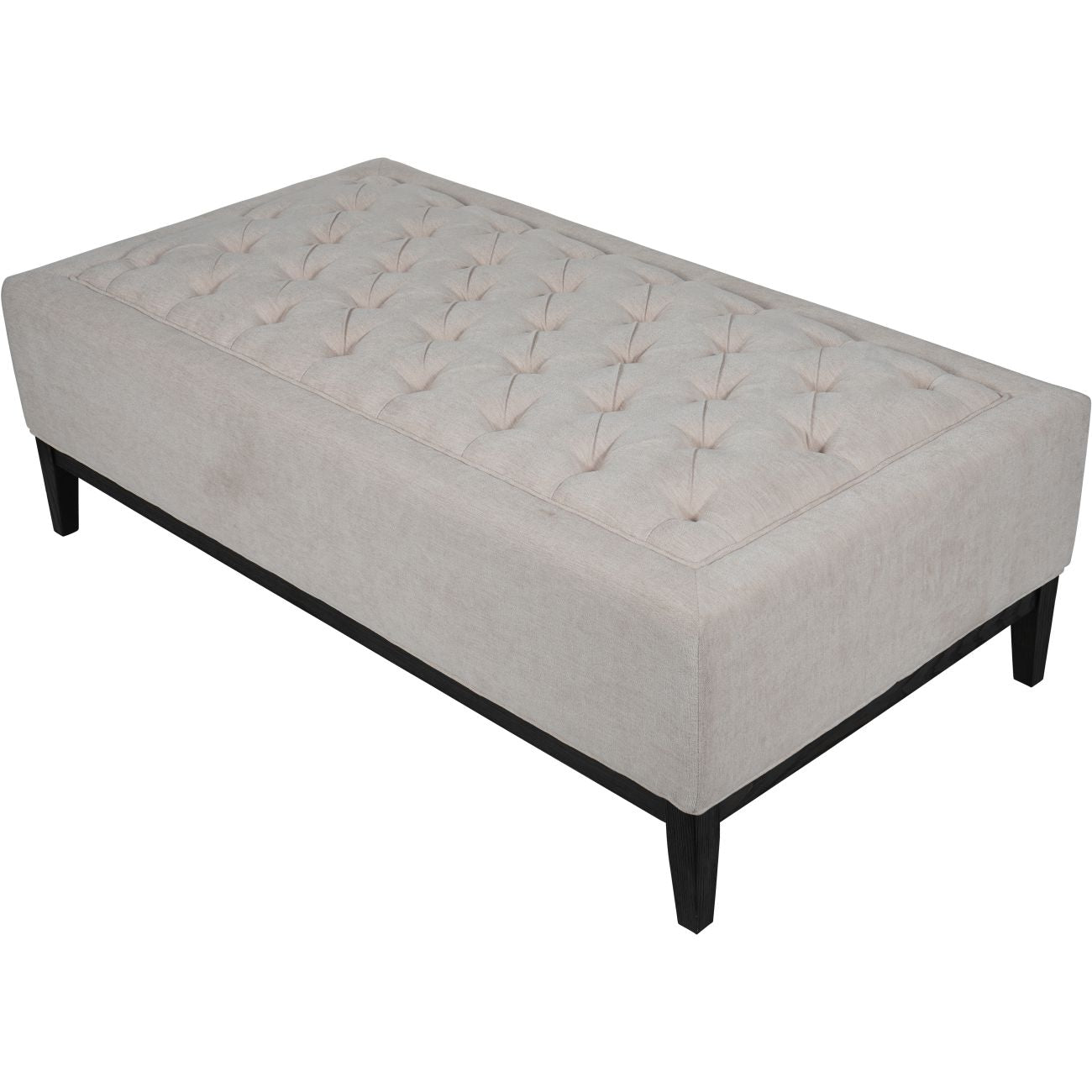 Kensington Buttoned XL Ottoman in Ivory Fabric