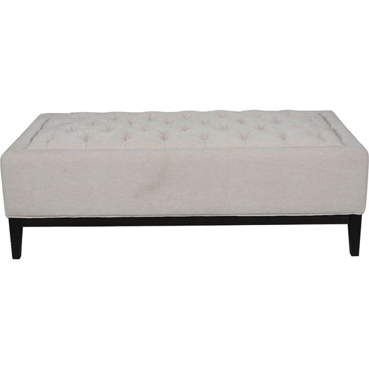 Kensington Buttoned XL Ottoman in Ivory Fabric