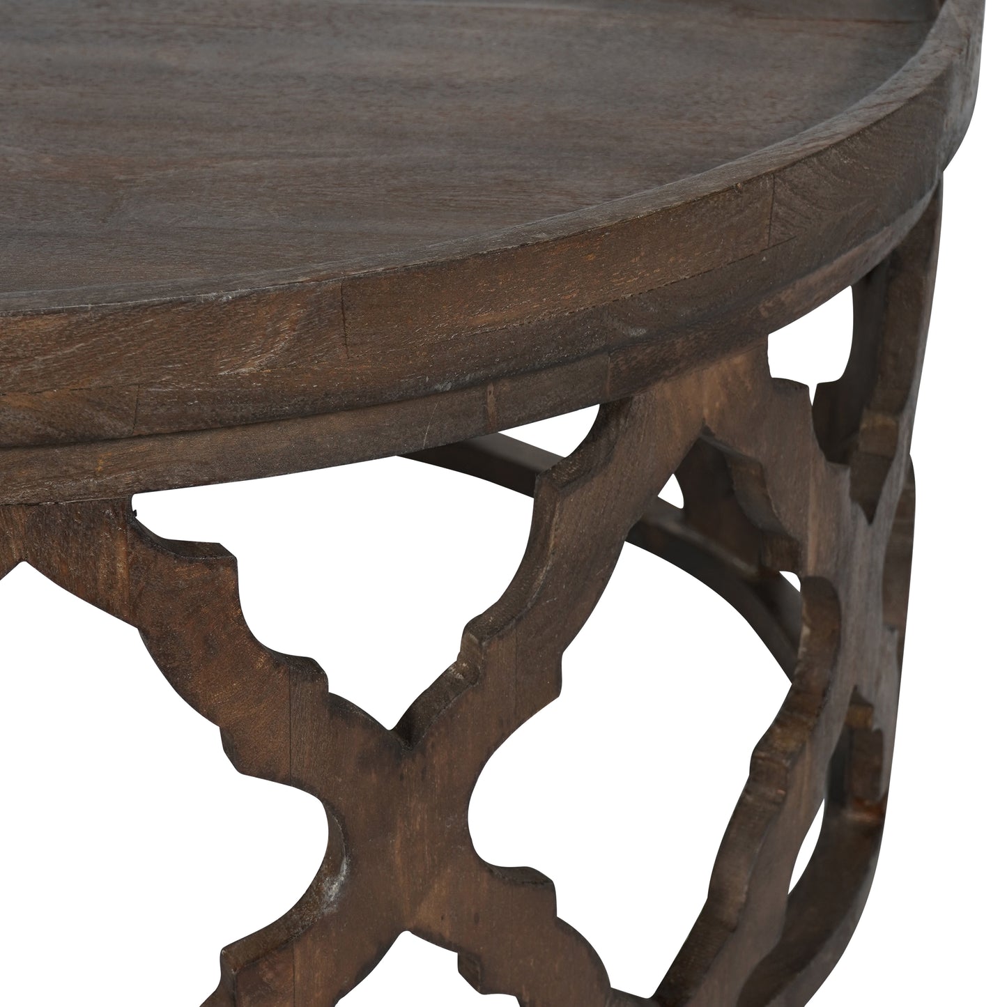 Kielder Solid Carved Wooden Coffee Table in Dark Brown