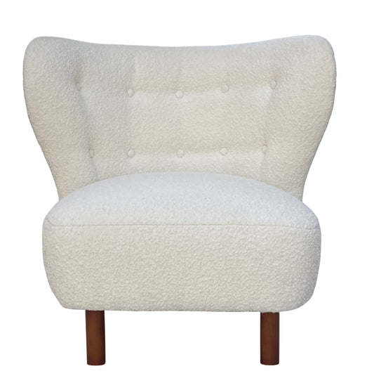 Ivory Boucle Wingback Occasional Chair