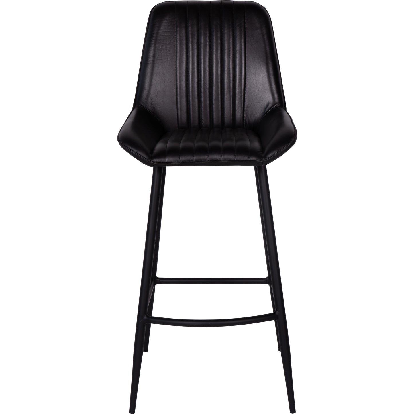 Pair of Charcoal Leather Pembroke Bar Stools