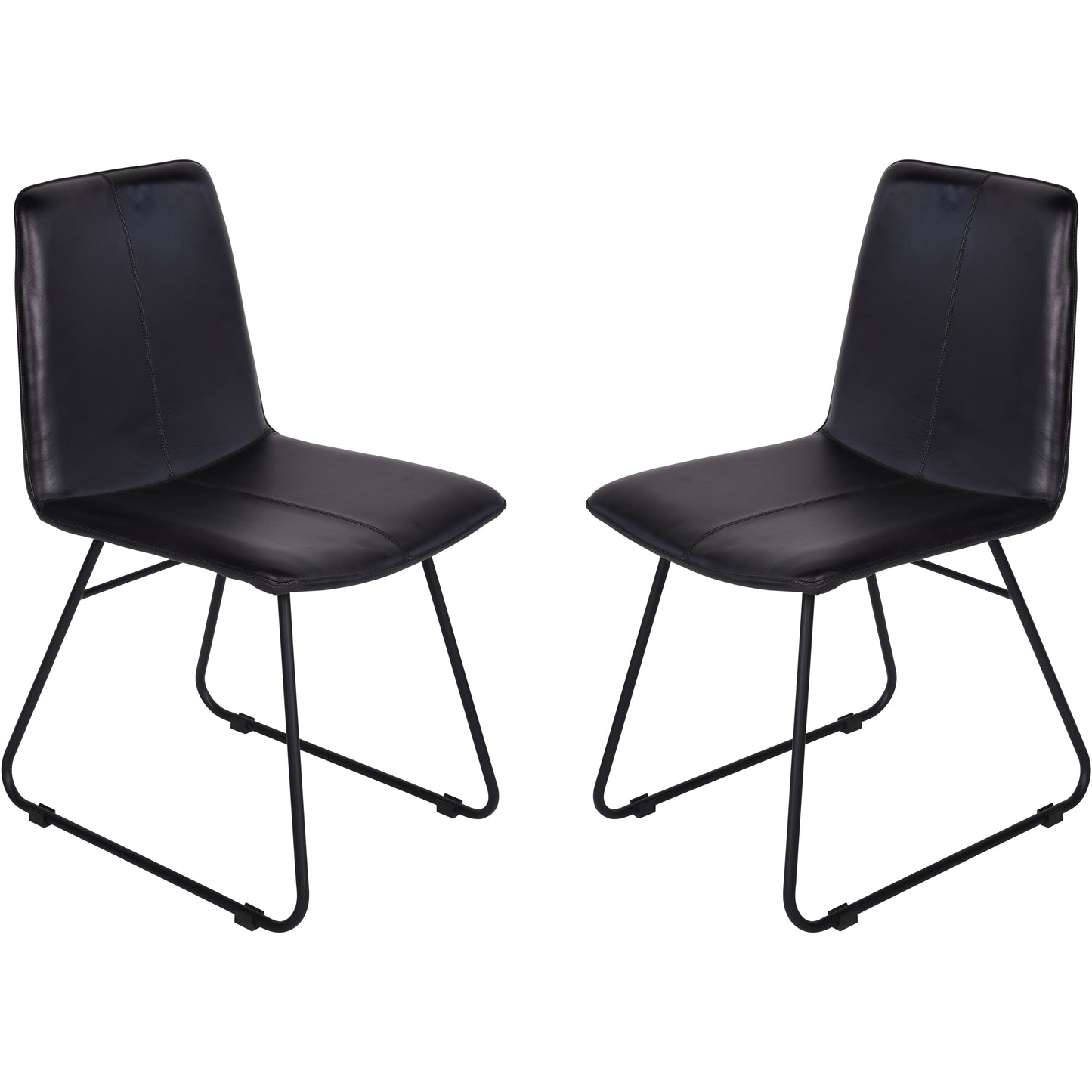 Slate Leather Dining Chairs (Set of 2) in Charcoal